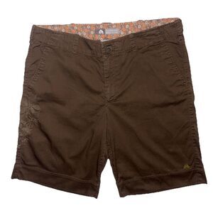 Nike ACG Bermuda Shorts Women's 10 Dark Brown Cotton Stretch Floral Embroidered